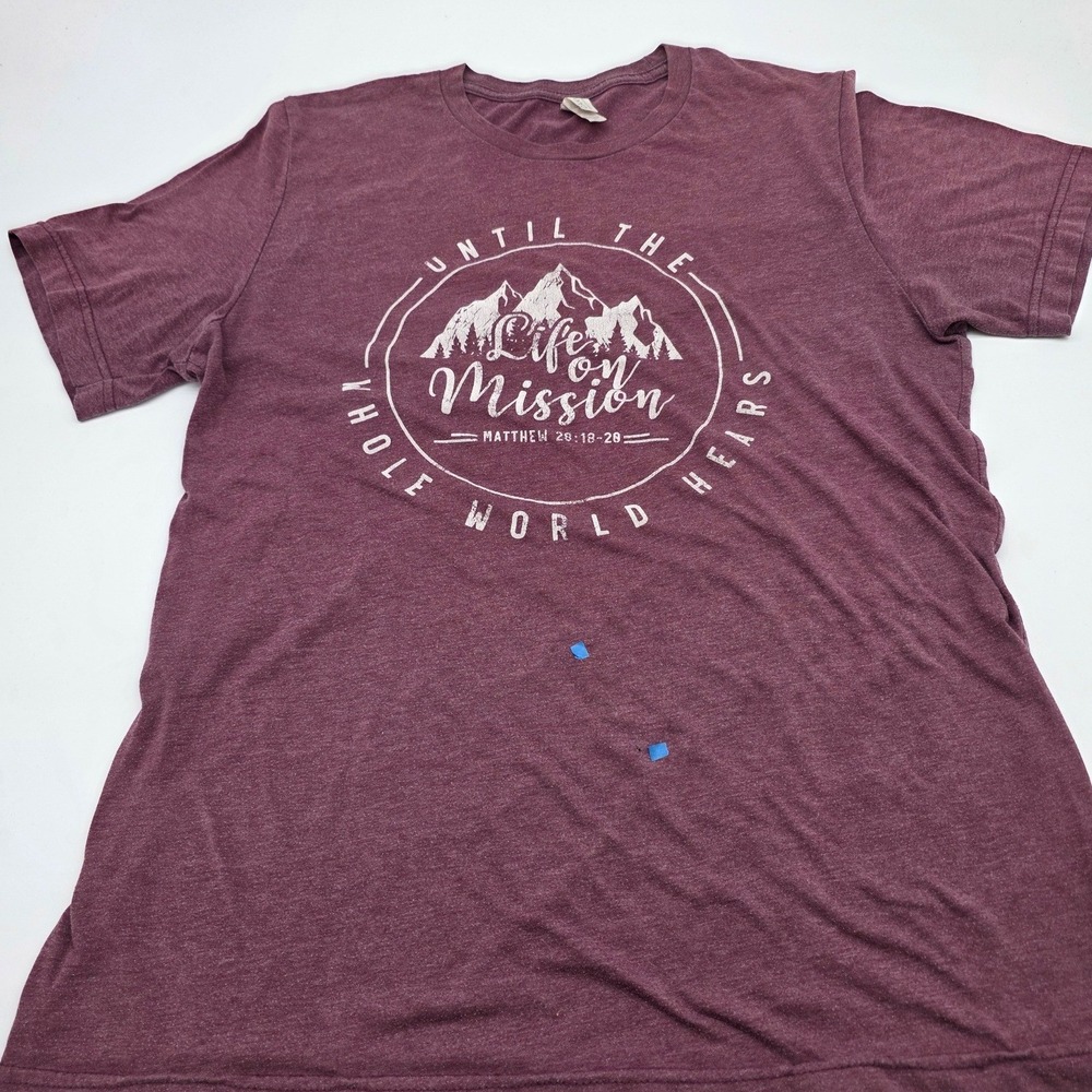 Christian Graphic T-Shirt Unisex Large Maroon Life on Mission Matthew Streetwear